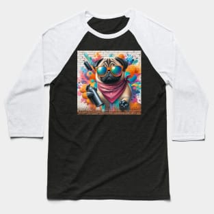 Pug Dog Graffiti Baseball T-Shirt